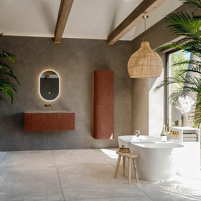 MONDIAZ KURVE-DLUX Meuble de salle de bains 110cm couleur Ruby avec 1 tiroir et 0 porte. Lavabo BIG MEDIUM Central sans trou de robinet Oza.