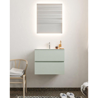 MONDIAZ VICA Ensemble meuble de salle de bains - 60cm - meuble sous-vasque greey - 2 tiroirs - lavabo moon central - 1 trou de robinet - version XL 60cm de hauteur