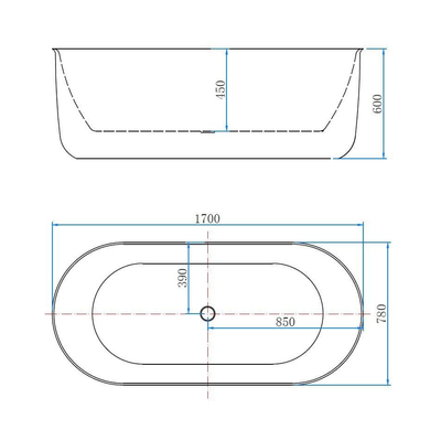 Best Design ribbel Baignoire îlot - 170x78x60cm - Blanc mat
