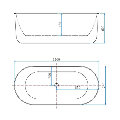 Best Design ribbel vrijstaand bad 170x78x60 cm wit mat