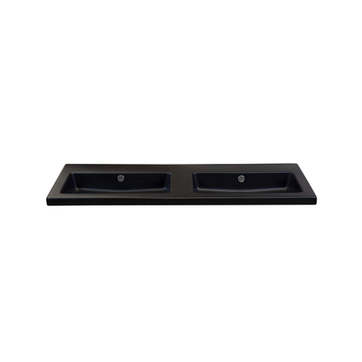HR badmeubelen Djazz Lavabo - 121x45,5x4cm - 0 trous de robinet - 2 cuves - céramique noir mat