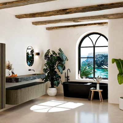 MONDIAZ THOR-DLUX 180cm meuble de salle de bains arrondi gauche + droite couleur Shadow avec 2 tiroirs et 2 portes. Vasque suspendue CLOUD Droite sans trou de robinet couleur Lava.