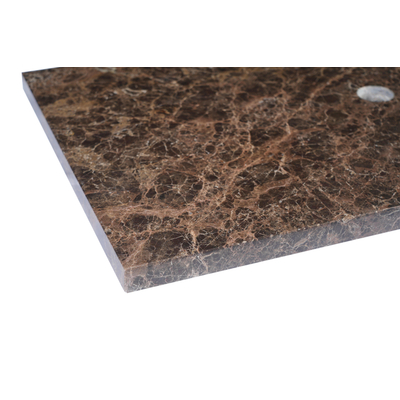 Saniclass Dark Emperador plan sous vasque - 80x46cm - sans trous de robinet - 1 découpe pour le siphon - pierre naturelle marbrée