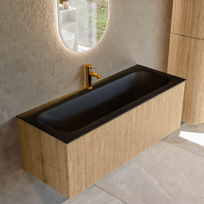 MONDIAZ KURVE 120cm badmeubel kleur Oak met 1 lade. Wastafel BIG LARGE midden 1 kraangat Urban.