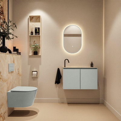 MONDIAZ TURE-DLUX 80cm toiletmeubel Greey. EDEN wastafel Frappe positie links. Met 1 kraangat.