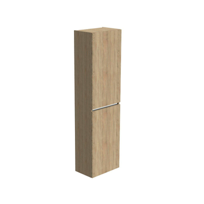 Thebalux Type badkamerkast 45x29x165cm 2 linksdraaiende deuren met softclose greeploos Greeplijst aluminium MDF/spaanderplaat oak grain