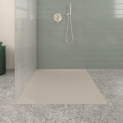 Villeroy & Boch Ecora douchebak - 120x90x3.5cm - afvoer korte zijde - almond (beige)