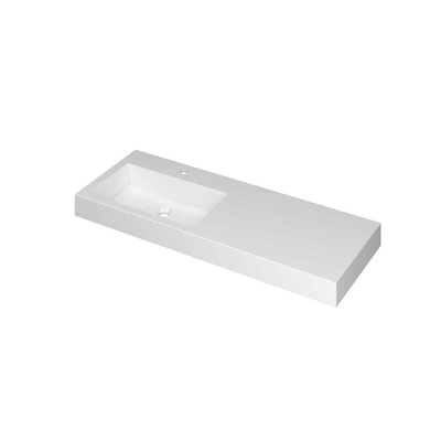 INK Momento wastafel - 120x45x9cm - 1 wasbak links - 1 kraangat - polystone wit glans