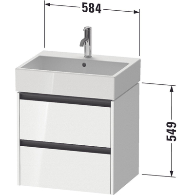 Duravit Ketho 2 meuble sous-lavabo - 2 tiroirs - 58.4x46x54.9cm - poignées anthracite - noyer mat