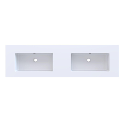 Arcqua Mira Inbouw Wastafel - 161x46x1.5cm - dubbele wasbak - zonder kraangat - cast marble - mat wit