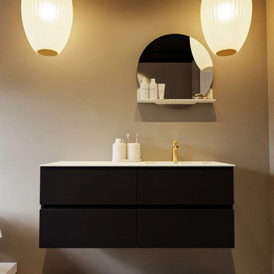 MONDIAZ VICA-DLUX Ensemble meuble de salle de bains - 120cm - meuble bas urban - 4 tiroirs - lavabo encastré cloud à droite - 1 trou de robinet - version haute 60cm - frape