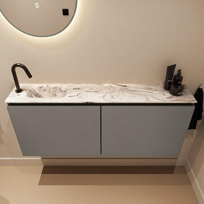 MONDIAZ TURE-DLUX 120cm toiletmeubel Smoke. EDEN wastafel Glace positie links. Met 1 kraangat.