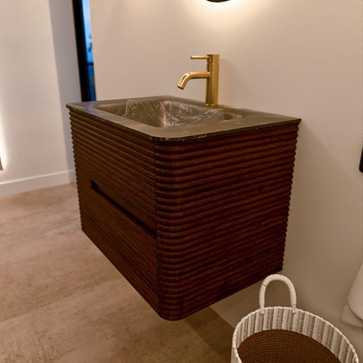 Mondiaz CIRO-DLUX Badkamermeubelset - 70x45x50cm - Solid surface wastafel Lava - 1 wasbak Midden - 1 kraangat - 2 lades - Ruby