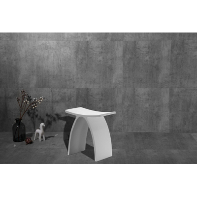 Adema Solid Tabouret salle de bain - 43x23.5x43cm - Solid surface - blanc mat