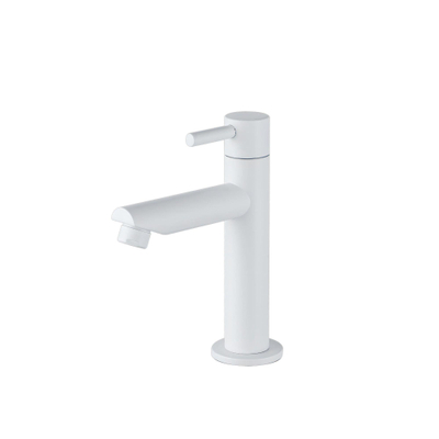 FugaFlow Eccelente Pietra ensemble lavabo - 36x18,5x9cm - 1 trou de robinet - solid surface - robinet de lavabo blanc mat - mat blanc