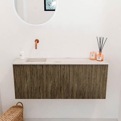 Mondiaz JOYA-DLUX 100cm toiletmeubel - kleur Dusk - Wastafel FAYE positie Links Zonder kraangat kleur Nata.