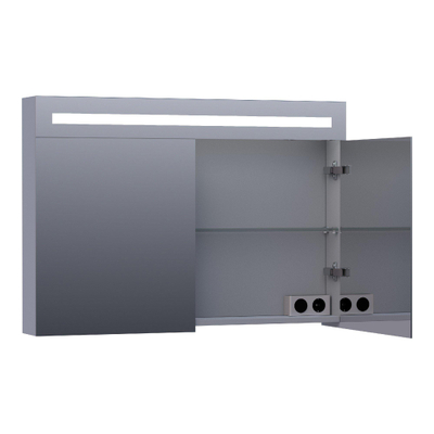 BRAUER Promise Deluxe spiegelkast - 100x70x15cm - met directe verlichting - 2 dubbelzijdige spiegeldeuren - mat grijs