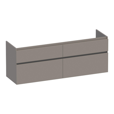 BRAUER Delight wastafelonderkast - 160x46x60cm - 4 softclose lades - greeploos - 2 sifon uitsparingen - mat taupe