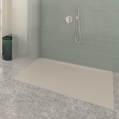 Villeroy & Boch Ecora douchebak - 160x90x3.5cm - afvoer lange zijde - almond (beige)