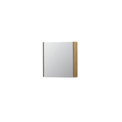INK SPK1 Spiegelkast - 60x14x60cm - 1 deur - dubbelzijdige Spiegel - schakelaar en stopcontact - MDF Fineer Natur
