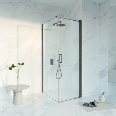 Fortifura Galeria Douchecabine - 70x90x200 - Profiel veiligheidsglas - antikalk - PVD - geborsteld gunmetal (antraciet)