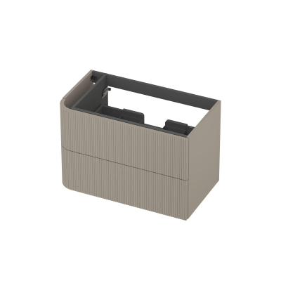 INK Concept R Wastafelonderkast - 80x45x52cm - 2 lades - opliggende grepen - gefreesd - afgeronde hoek links - MDF lak - mat creme cotton