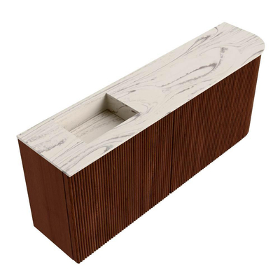 Mondiaz JOYA-DLUX 101.6cm toiletmeubel - ronding rechts kleur Ruby - Wastafel FAYE positie Links Zonder kraangat kleur Nata.