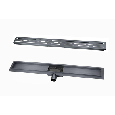 Wiesbaden Caniveau de douche avec bride et grille 80 x 7 cm gunmetal PVD