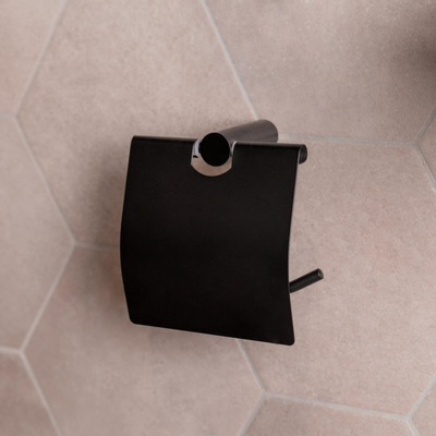 Wiesbaden Ida Porte papier de toilette avec couvercle noir mat