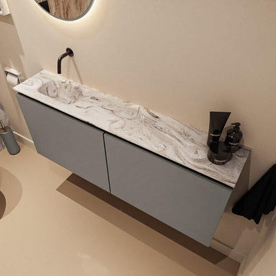 MONDIAZ TURE-DLUX meuble WC 120 cm Smoke. Lavabo EDEN Glace position gauche. Sans trou de robinet.