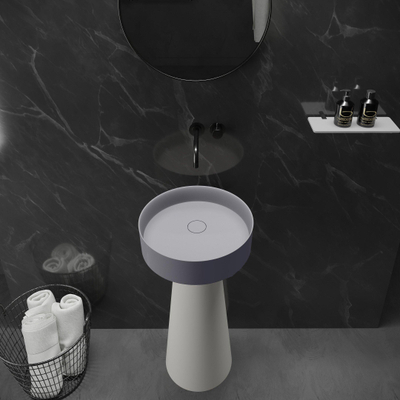 Ideavit SolidFloat Lavabo - sur pied - rond - 87x40x15cm - solid surface - Gris foncé mat