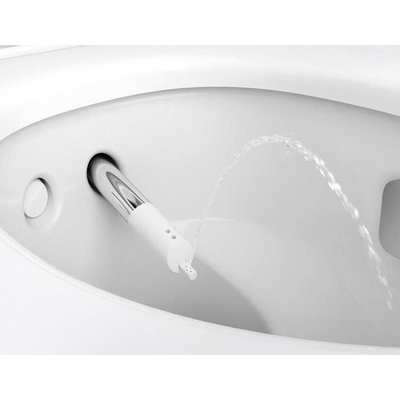 Geberit AquaClean Mera Classic – WC japonais avec extraction des odeurs, séchage à air chaud, douchette intime, abattant soft-close, plaque de recouvrement chromée brillante – Blanc brillant