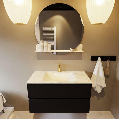 Mondiaz VICA-DLUX Ensemble de meuble de salle de bain - 90cm - meuble sous-vasque urban - 2 tiroirs - lavabo encastrée cloud milieu - 1 trou de robinet - version haute de 60cm - ostra