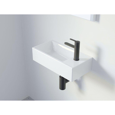 Riho Livit Tiny lave-mains - 1 trou de robinet à droite - 41x20.5x10.5cm - polybéton blanc