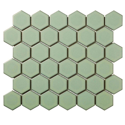 La Mosaic Factory Barcelona carreau mosaïque - 28,2x32,1cm - carrelage mural - Hexagone - Porcelaine Vert Clair Brillant