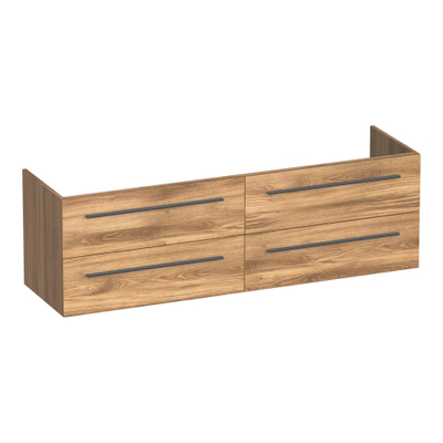 BRAUER Trust meuble sous-lavabo 160 sans poignées rapportées 4 tiroirs softclose et 2 découpes pour siphon - Honey