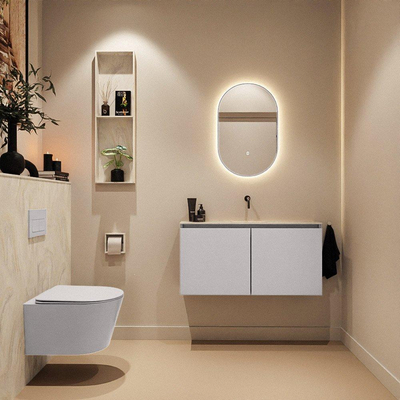 MONDIAZ TURE-DLUX Meuble WC 100 cm Cale. EDEN lavabo Ostra position centrale. Sans trou de robinet.