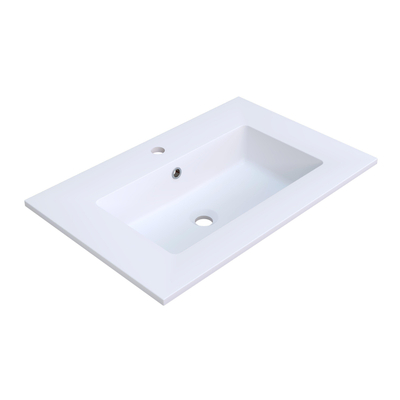 Arcqua Mira Lavabo encastré - 71x46x1.5cm - vasque simple - 1 trou de robinet - marbre de synthèse - blanc mat