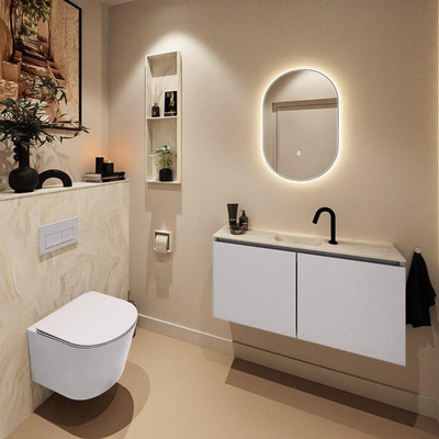 MONDIAZ TURE-DLUX Meuble de toilette - 100cm - Cale - EDEN - lavabo Ostra - position milieu - 1 trou de robinet
