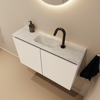 MONDIAZ TURE-DLUX 80cm toiletmeubel Talc. EDEN wastafel Opalo positie midden. Met 1 kraangat.