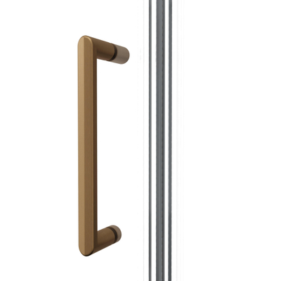 Fortifura Galeria Douchedeur - 90x200cm - 8mm - veiligheidsglas - ribbel - scharnieren - deurgreep - geborsteld koper pvd - helder