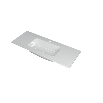 INK Faktor wastafel - 120x45x1.5cm - 1 wasbak - 1 kraangat - polystone wit glans