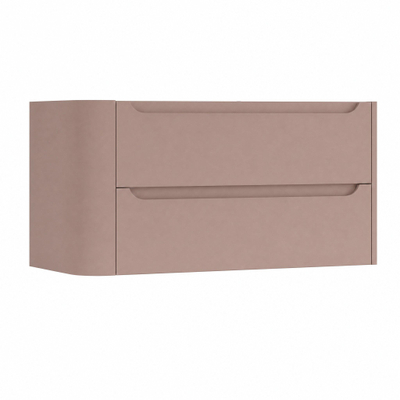 H&R Badmeubelen Juice Wastafelonderkast - 100x45x50cm - linkerhoek afgerond - 2 lades - geïntegreerde greep - strawberry