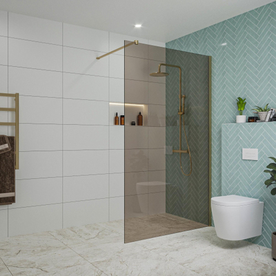 FugaFlow Eccelente Vetro Douche à l'italienne - 120x200cm - verre fumé - Laiton brossé