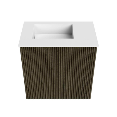 Mondiaz JOYA 40cm toiletmeubel - kleur Shadow - Wastafel FAYE positie Links Zonder kraangat kleur Talc.