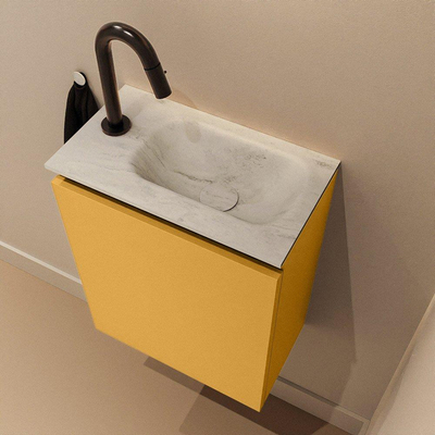 MONDIAZ TURE-DLUX 40cm toiletmeubel Ocher. EDEN wastafel Opalo positie rechts. Met 1 kraangat.