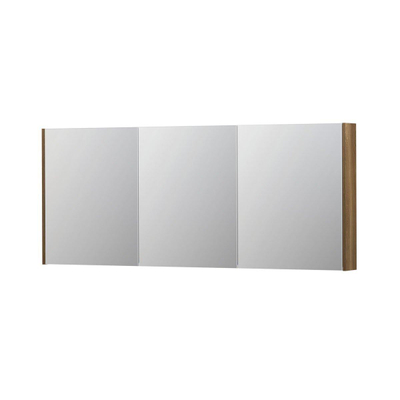INK SPK2 spiegelkast – 180x74x14 cm – 3 deuren, dubbelzijdige spiegeldeuren – Massief eiken Aqua