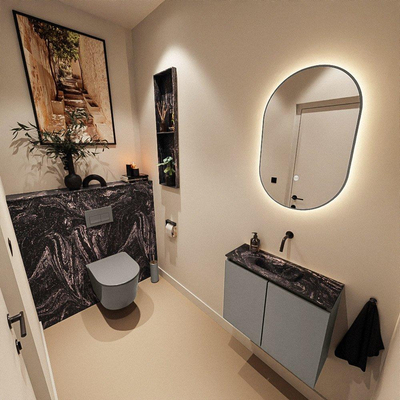 MONDIAZ TURE-DLUX 60cm toiletmeubel Smoke. EDEN wastafel Lava positie midden. Zonder kraangat.