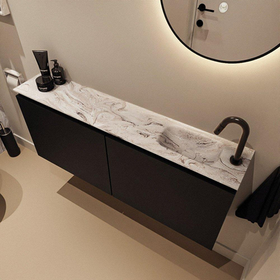 MONDIAZ TURE-DLUX 120cm toiletmeubel Urban. EDEN wastafel Glace positie rechts. Met 1 kraangat.