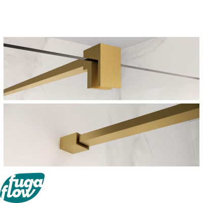 FugaFlow Eccelente Vetro inloopdouche badkamer verlengde stabilisatiestang 200cm los incl.bevestigingsmaterialen - geborsteld messing